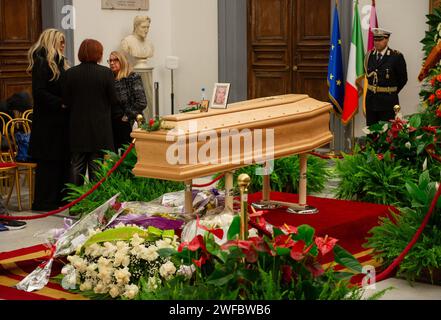 Roma, Italien. 30. Januar 2024. Foto: Sandra Milos Trauerkammer im Campidoglio. Auf dem Foto der Sarg im Protomoteca-Raum im Campidoglio Credit: LaPresse/Alamy Live News Stockfoto