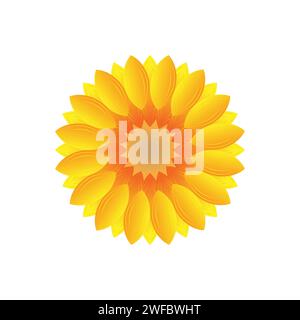Cartoon Sonnenblumensymbol. Blumendesign mit Pflanzen. Blumenmuster im Frühling. Vektorabbildung. Rohbild. EPS 10. Stock Vektor