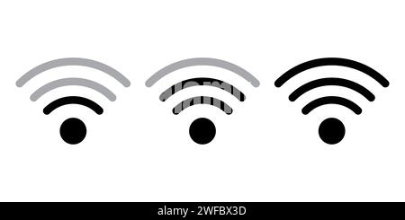 Symbolgruppe für Wi-fi-Signal. Verbindungssymbol. Internetverbindung. Digitale Kommunikation. Vektorabbildung. Rohbild. EPS 10. Stock Vektor