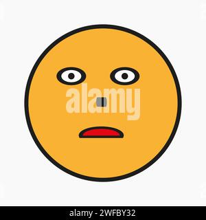 Symbol für ein schockiertes Lächeln. Emotionskonzept. Meldungszeichen. Flaches, einfaches Design. Handgezeichnet. Vektorabbildung. Rohbild. EPS 10. Stock Vektor