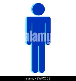 Man-Symbol. Blaues Schild. Menschliche Silhouette. Flaches Design. App-Element. Stehende Person. Vektorabbildung. Rohbild. EPS 10. Stock Vektor