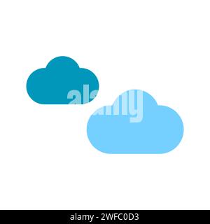 Blaue Wolkensymbole. Wetterhintergrund. Gliederungselement. Computertechnik. Dünne Linie. Vektorabbildung. Rohbild. EPS 10. Stock Vektor