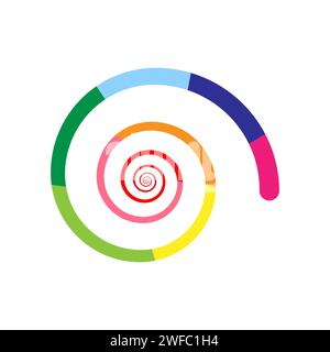Moderne, farbige Spirale. Runde Form. Trendiges Design. Vektorabbildung. Rohbild. EPS 10. Stock Vektor