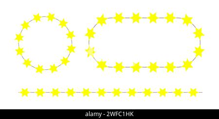 Rund vom Stern. Kunsthintergrund für Feierlichkeiten. Flaches goldenes Muster. Kreiseffekt. Vektorabbildung. Rohbild. EPS 10. Stock Vektor