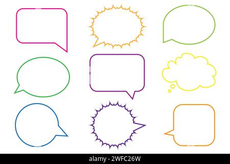 Farbdialogsatz für Sprache. Kommunikationskonzept. Handgezeichnete Skizze. Bannerdesign. Vektorabbildung. Rohbild. EPS 10. Stock Vektor