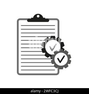 Tablet zum Schreiben des Uhrensymbols. Planungskonzept. Dokumentsymbol. Vektorabbildung. Rohbild. EPS 10. Stock Vektor