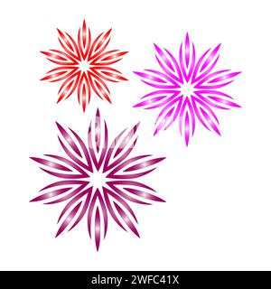 Abstrakte Blumenstrahlen auf hellem Hintergrund. Sternsymbol. Blumenkraft. Vektorabbildung. Rohbild. EPS 10. Stock Vektor