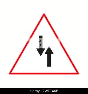 Verkehrsschild in zwei Richtungen. Straßengesetze. Regelungskonzept. Isoliertes Navigationsemblem. Vektorabbildung. Rohbild. EPS 10. Stock Vektor