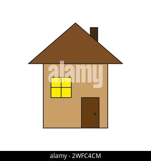 Cartoon Home-Symbol. Farbiges Haus. Einfaches Design. Bauelement. Architekturkonzept. Vektorabbildung. Rohbild. EPS 10. Stock Vektor