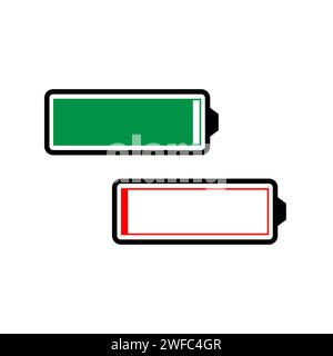 Grünes Batteriesymbol auf weißem Hintergrund. Konstruktionselement. Vektorabbildung. Rohbild. EPS 10. Stock Vektor