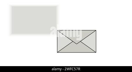 Grauer Umschlag mit Schatten. Symbol für E-Mail-Nachricht. Computerschild. Kommunikationsidee. Vektorabbildung. Rohbild. EPS 10. Stock Vektor