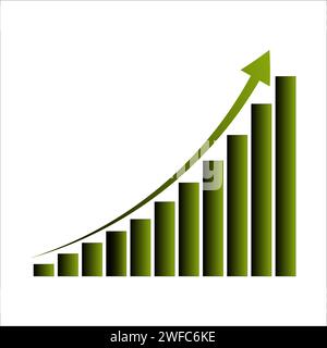 Grüne Balken nach oben. Wachstumsdiagramm. Finanzbericht. Grüner Pfeil nach oben. Vektorabbildung. Rohbild. EPS 10. Stock Vektor