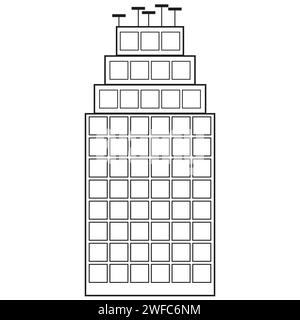 Schwarzes Hochhaussymbol. Vektorabbildung. Rohbild. EPS 10. Stock Vektor