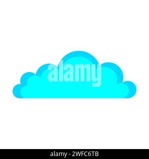 Blaues Wolkensymbol. Wettervorhersage-Konzept. Datenbankzeichen. Digitaler Raum. Zeichentrickkunst. Vektorabbildung. Rohbild. EPS 10. Stock Vektor