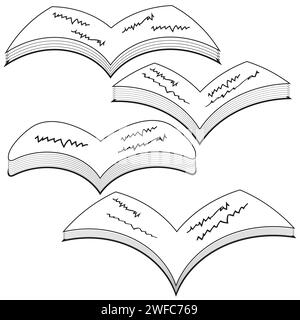 Bücher Papiersymbole. Set für Papierdesign. Vektorabbildung. Rohbild. EPS 10. Stock Vektor