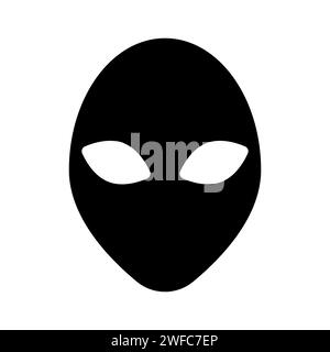 Alien-Kopf-Symbol. Schwarze Maske. Futuristischer Hintergrund. Abstraktes Logo. Zeichentrickfigur. Vektorabbildung. Rohbild. EPS 10. Stock Vektor