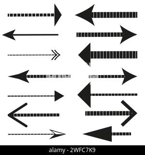 Gerade Pfeile gesetzt. Symbol für dekoratives Design. Internetanwendung. Vektorabbildung. Rohbild. EPS 10. Stock Vektor