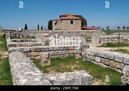 Colonia Clunia Sulpicia, alte römische Stadt. Peñalba del Conde, Provinz Burgos, Castilla y Leon, Spanien. Stockfoto