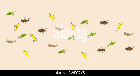 Symbol für farbige Keime. Blattparasiten. Pathogener Mikroorganismus. Medizinischer Hintergrund. Vektorabbildung. Rohbild. EPS 10. Stock Vektor