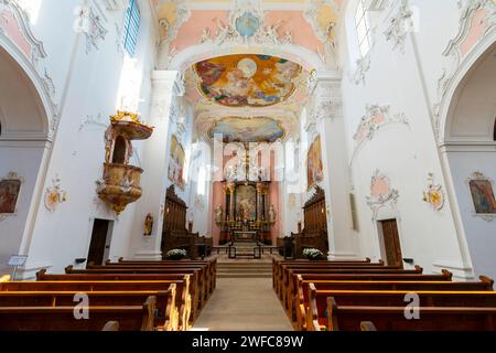 Innenraum des Arlesheimer Doms. Prominentes Werk im Barockstil. Der römisch-katholische Arlesheimer Dom gehört zu den frühbarocken Kirchen der Schweiz Stockfoto