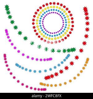 Sterngirlanden im Vintage-Stil. Leerlaufhintergrund. Alles Gute zum Geburtstag. Partydekoration. Vektorabbildung. Rohbild. EPS 10. Stock Vektor