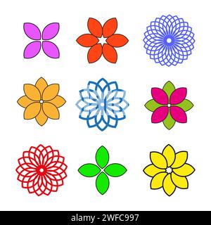 Verschiedenfarbige Blumen. Vektorabbildung. Rohbild. EPS 10. Stock Vektor