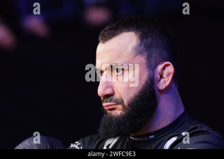 Gliwice, Polen. Januar 2024. Mamed Khalidov von Polen wurde während des XTB KSW EPIC Media Trainings vor der xtb ksw Epic Fight Gala 02/2024 in der Arena Gliwice gesehen. (Foto: Grzegorz Wajda/SOPA Images/SIPA USA) Credit: SIPA USA/Alamy Live News Stockfoto