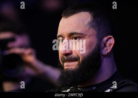 Mamed Khalidov von Polen wurde während des XTB KSW EPIC Media Trainings vor der xtb ksw Epic Fight Gala 02/2024 in der Arena Gliwice gesehen. Stockfoto