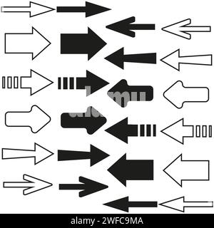 Gerade Pfeile gesetzt. Symbol für dekoratives Design. Internetanwendung. Vektorabbildung. Rohbild. EPS 10. Stock Vektor