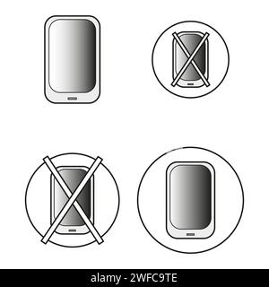Symbol für flaches Telefon durchgestrichen für das Design eines Mobilgeräts. Vektorabbildung. Rohbild. EPS 10. Stock Vektor