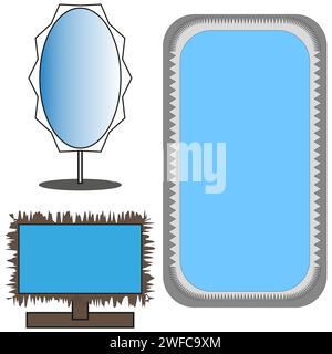 Spiegel im Rahmen. Rahmensatz. Vektorabbildung. Rohbild. EPS 10.. Stock Vektor