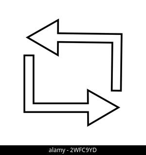 Symbol für doppelte Eckpfeile. Schwarzes Umrisszeichen. Freihandkunst. Geschäftlicher Hintergrund. Vektorabbildung. Rohbild. EPS 10. Stock Vektor