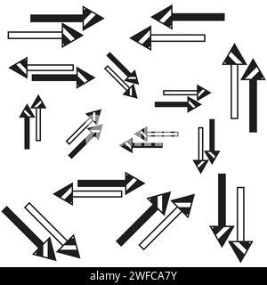 Set mit geraden Pfeilen an verschiedenen Seiten. Vektorabbildung. Rohbild. EPS 10. Stock Vektor