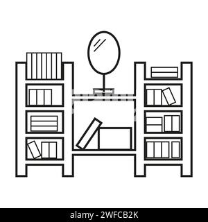 Vintage-Bücherregal-Symbol. Vektorabbildung. Rohbild. EPS 10. Stock Vektor