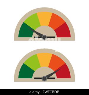 Symbol mit Farbtachometer. Hohe Geschwindigkeit. Vektorabbildung. EPS 10. Stock Vektor