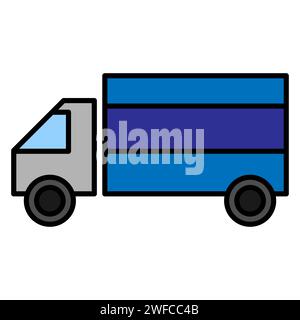 Güterwagen. Zustellung durch Kurierdienst. Lieferung mit dem Courier-Logo. Draufsicht. Transport-Logo. Vektorabbildung. Rohbild. EPS 10. Stock Vektor