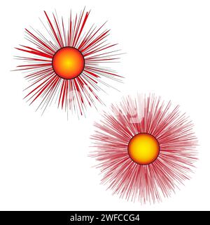 Roter Retro-Ball mit Strahlen. Partydekoration. Vektorabbildung. Rohbild. EPS 10. Stock Vektor