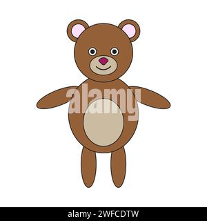 Teddybär-Symbol. Braune Farbe. Kinderspielzeug. Zeichentrickfigur. Flaches Design. Einfache Kunst. Vektorabbildung. Rohbild. EPS 10. Stock Vektor