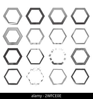 Sechseck-Set. Abstrakter geometrischer Hintergrund. Vektorabbildung. Rohbild. EPS 10. Stock Vektor