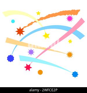 Fallende farbige Sterne. Magischer Aufdruck. Leuchtendes, nahtloses Muster. Vektorabbildung. Rohbild. EPS 10. Stock Vektor