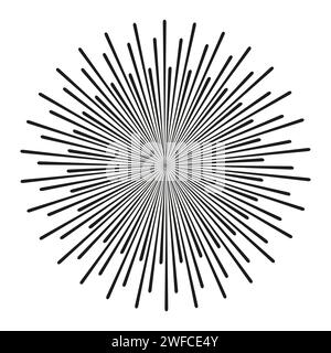 Circle Rays Symbol im Retro-Stil. Lustiges Punktmuster. Sonne, Feuerwerk. Vektorabbildung. EPS 10. Stock Vektor