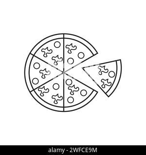 Pizza-Symbol. Strichgrafik. Vektorabbildung. Rohbild. EPS 10. Stock Vektor