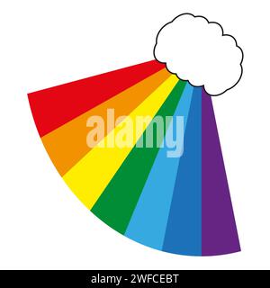 Mehrfarbige Strahlen aus der Wolke. Vektorabbildung. Rohbild. EPS 10. Stock Vektor