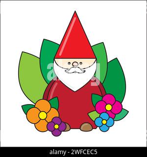 weihnachtsmann in Blumen für Dekorationsdesign. Romantischer Hintergrund. Illustration des Weihnachtsposters. Vektorabbildung. Rohbild. EPS 10. Stock Vektor