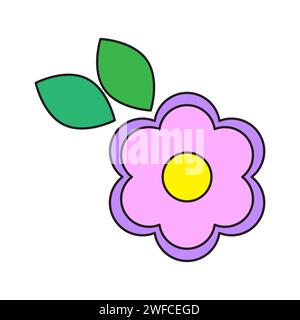 Cartoon lila Blume in wunderschönem Stil. Lustige Illustration. Vektorabbildung. Rohbild. EPS 10. Stock Vektor