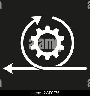 Pfeilkreis Zahnrad. Dünne Linie. Geld kreatives Geschäftskonzept. Vektorabbildung. EPS 10. Stock Vektor