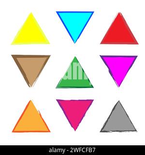 Bunte, farbige Dreiecke. Geometrischer Kunstdruck. Geometrische Form. Vektorabbildung. Rohbild. eps 10. Stock Vektor