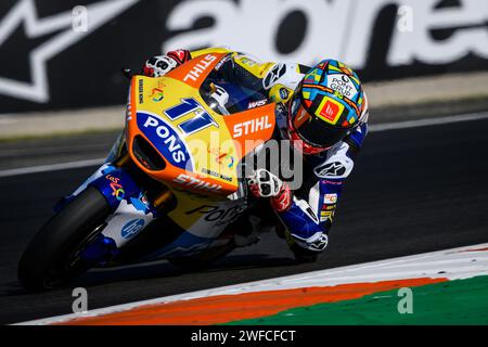 Der spanische Moto2-Fahrer Sergio Garcia vom Team Pons Wegow Los40 während des Grand prix von Motul in Cheste, Valencia, Spanien. November 2023 Stockfoto