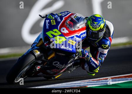 Der spanische Moto2-Fahrer Marcos Ramirez vom amerikanischen Rennteam OnlyFans während des Grand prix von Motul in Cheste, Valencia, Spanien. November 2023 Stockfoto