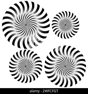 Spiralstrahlen kreisen im Fantasy-Stil. Runde Form. Abstrakte geometrische Kunstlinie. Vektorabbildung. Rohbild. EPS 10. Stock Vektor